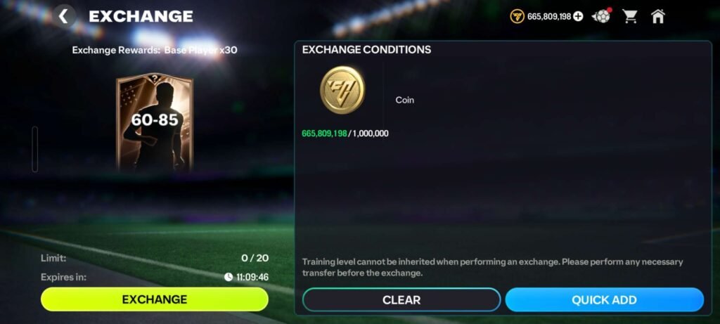 Training System In Fc Mobile